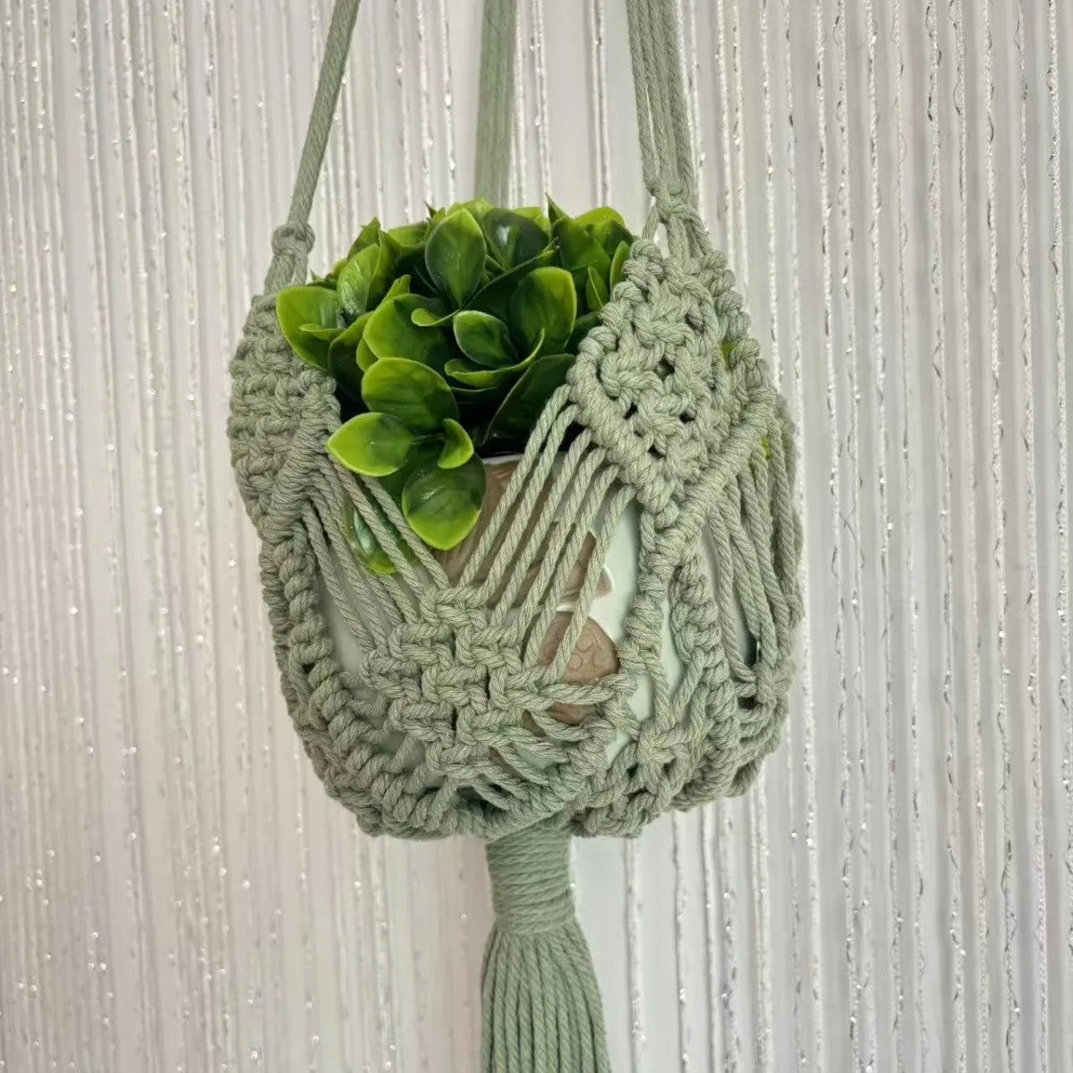 Hand-woven polyester cotton flower pot in minimalist design with seven colour options
