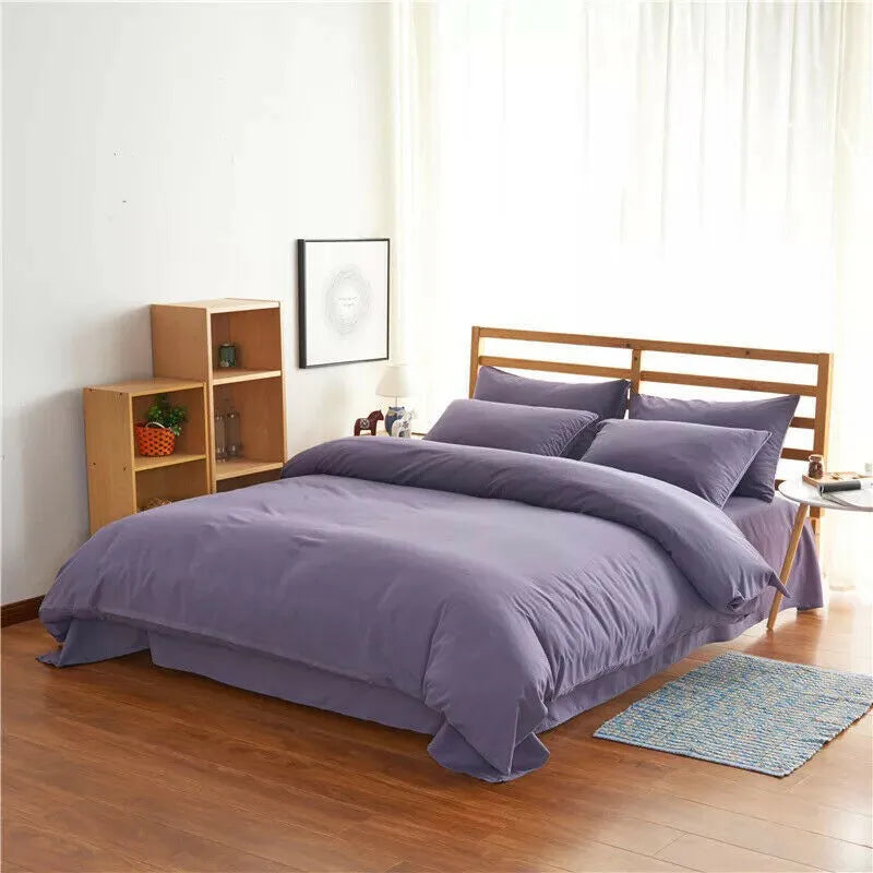 4-piece bedding set in blue, twill weave polyester acetate fabric, with quilt cover, flat sheet, and two pillowcases