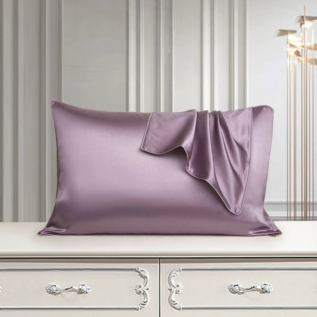 100% mulberry silk pillowcase 48x74cm palace luxury style with inlaid rope edge in champagne gold