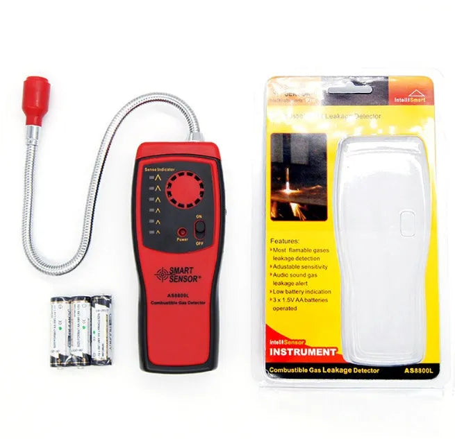 AS8800L portable flammable gas detector unit showing LED display and compact handheld design