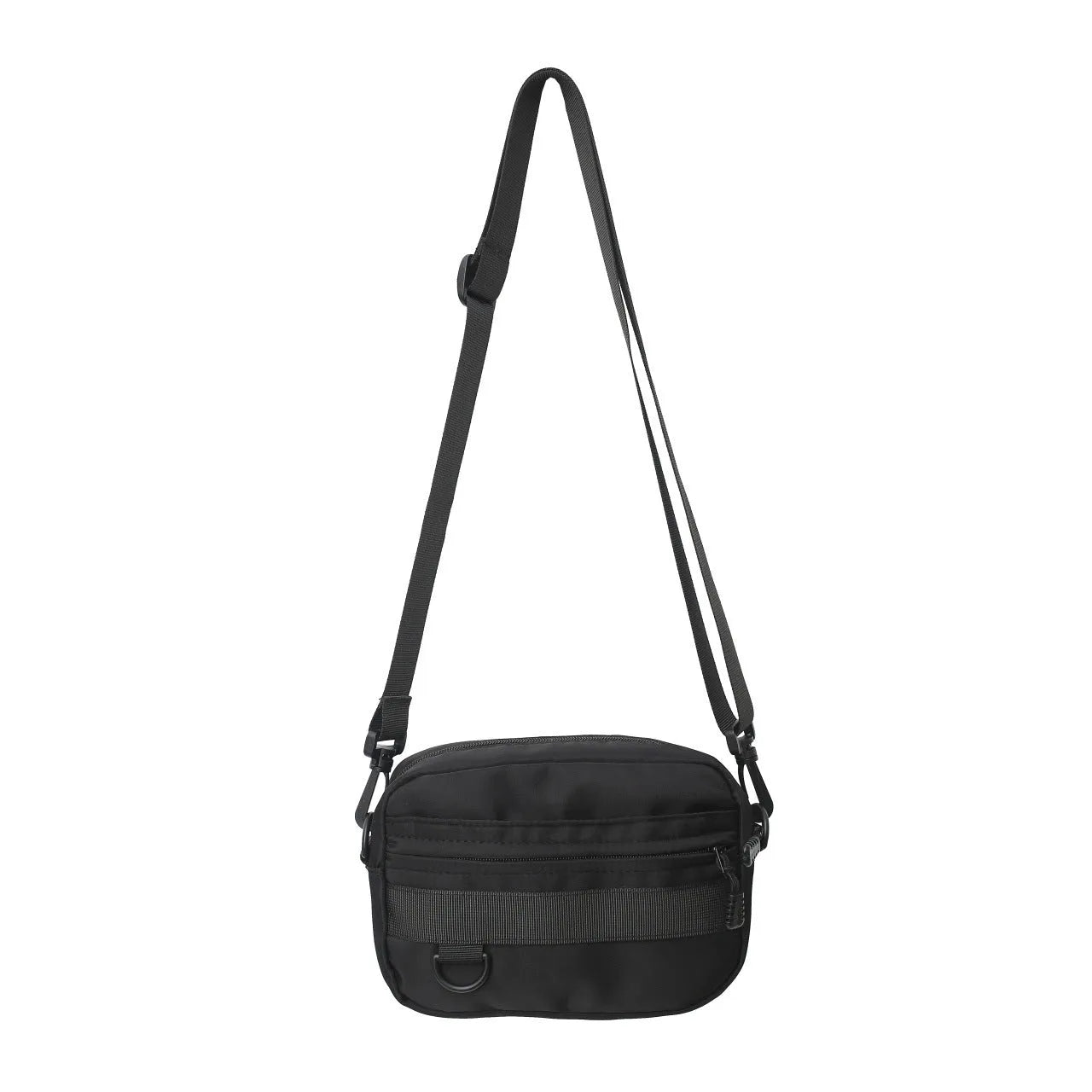 Men's solid colour polyester and nylon crossbody messenger bag shown in black, blue, green, or white.