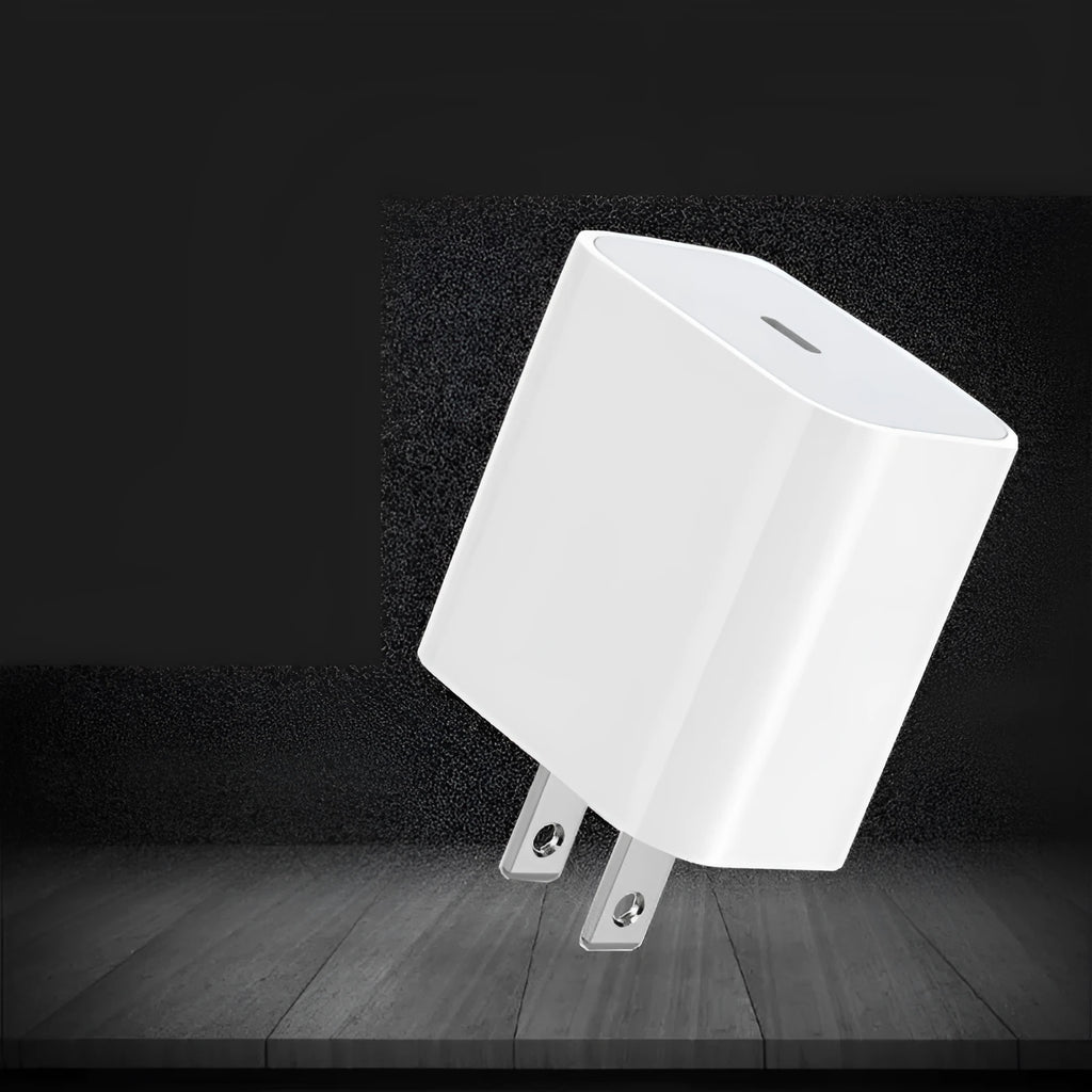Type-C PD20W charging head with USB-C cable in UK plug format