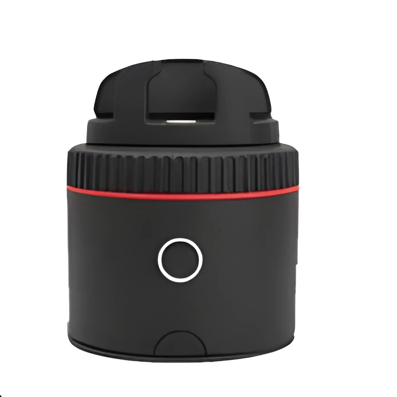PIVO facial and face tracking camera stand in matte black with smartphone on rotating base