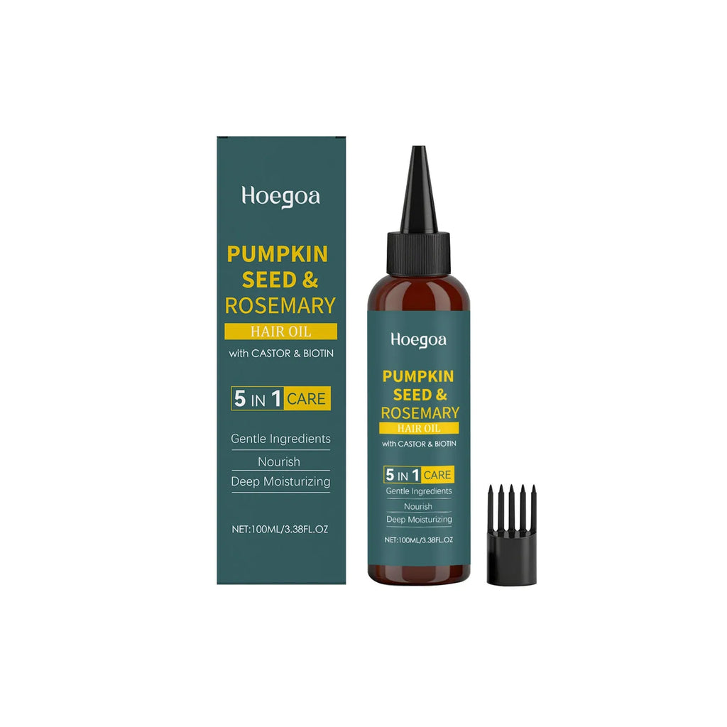 Rosemary hair essential oil 100ml bottle with pointed applicator and hair comb
