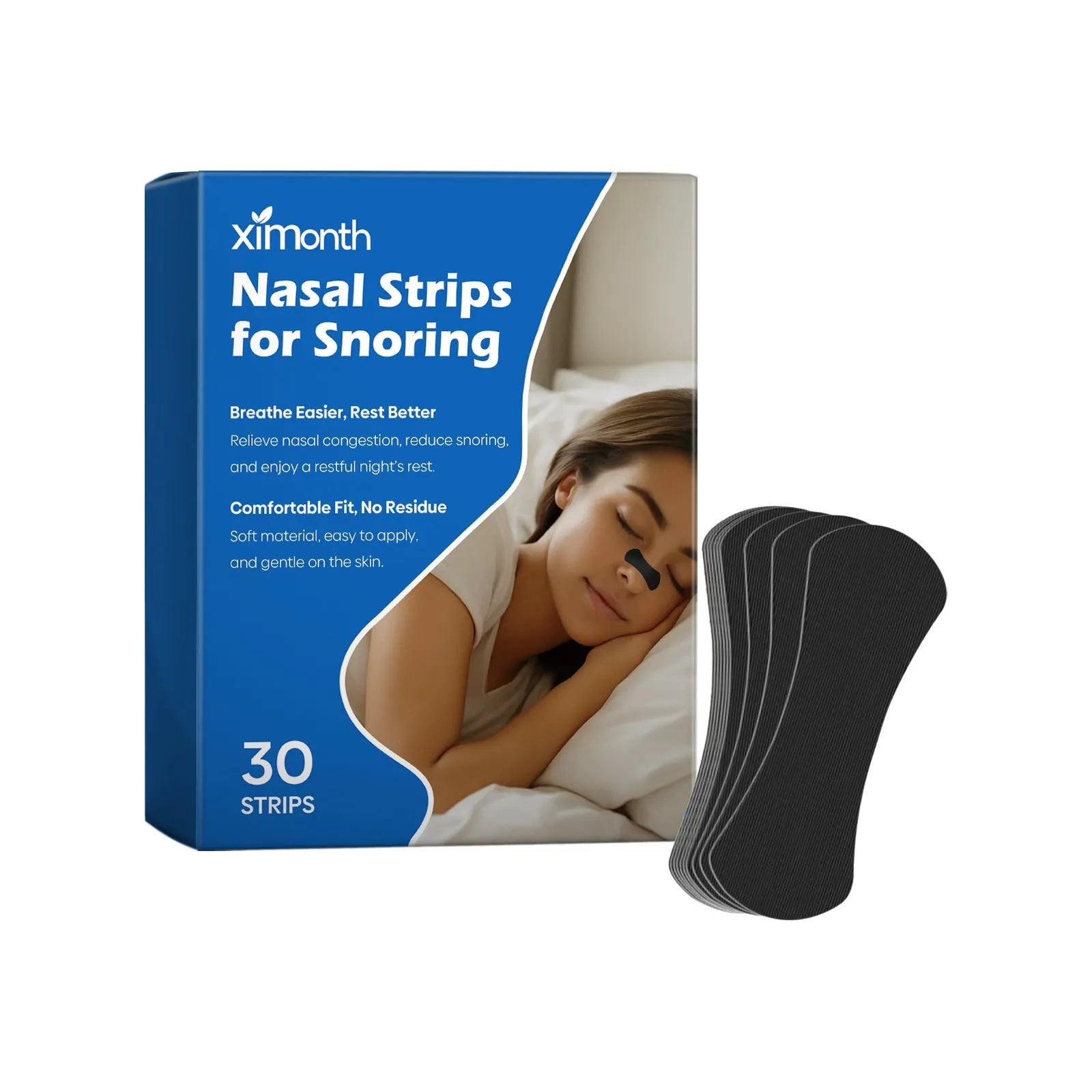 Pack of 30 anti-snoring nose strips for night comfort sleep aid