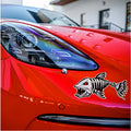Reflective horror skeleton shark fishing expert bumper sticker pair covering scratches on a car bumper
