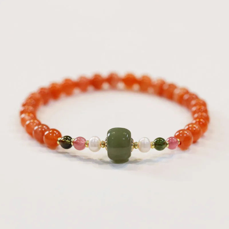 Natural Sichuan cherry red southern red agate bracelet with round beads for women