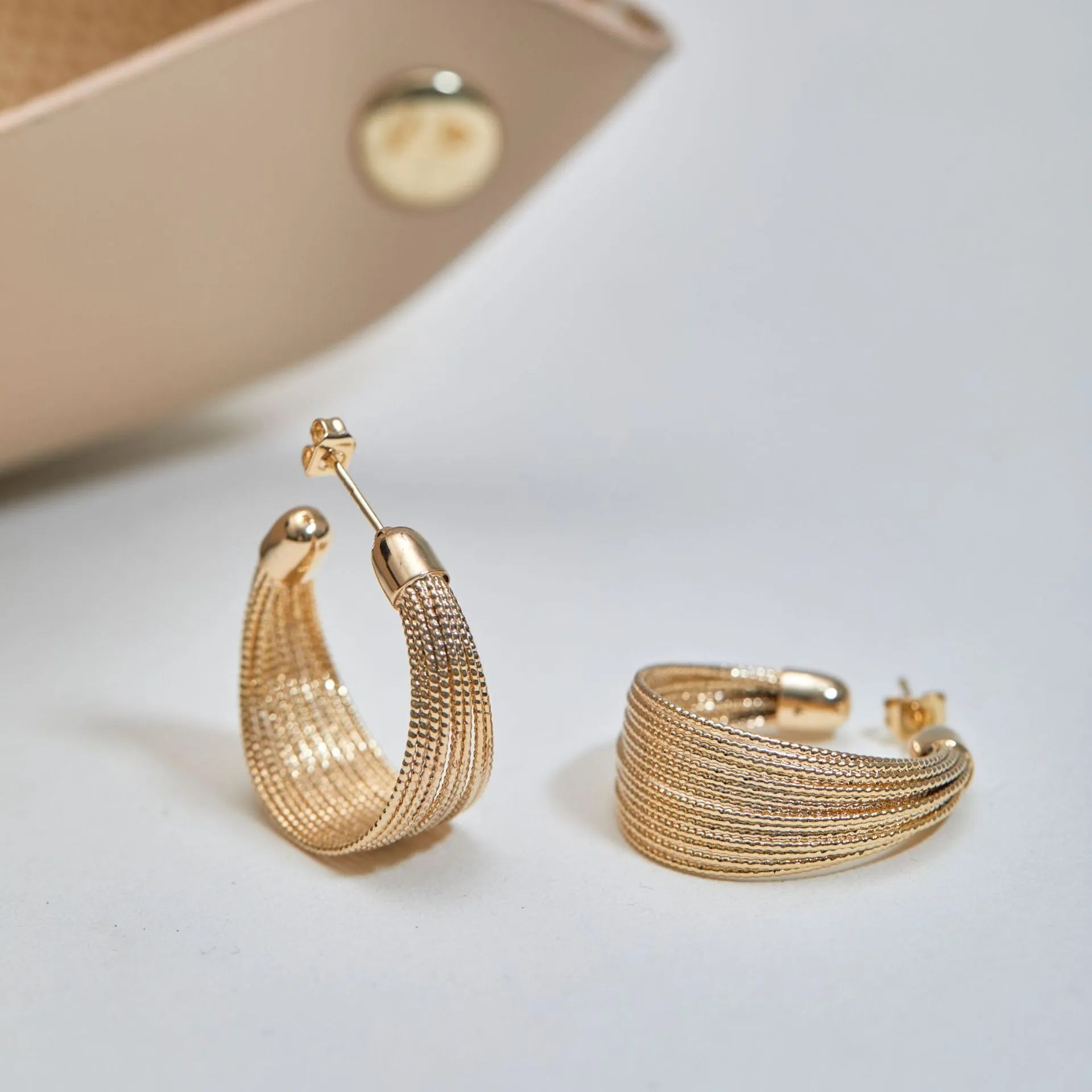 Geometric multi-layer bracelet earrings for women in silver or gold electroplated finishes