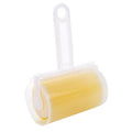 Blue reusable washable lint roller with cover for removing pet hair from clothes.