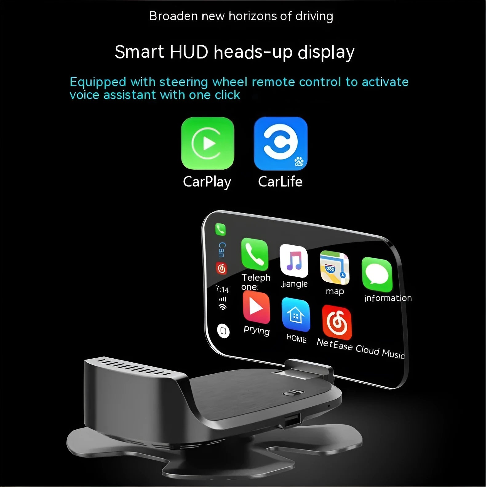 New HUD head-up display car speed digital projector black ABS OBD power