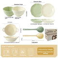 Seven-piece ceramic tableware set in solid colour with modern Japanese styling in gift box