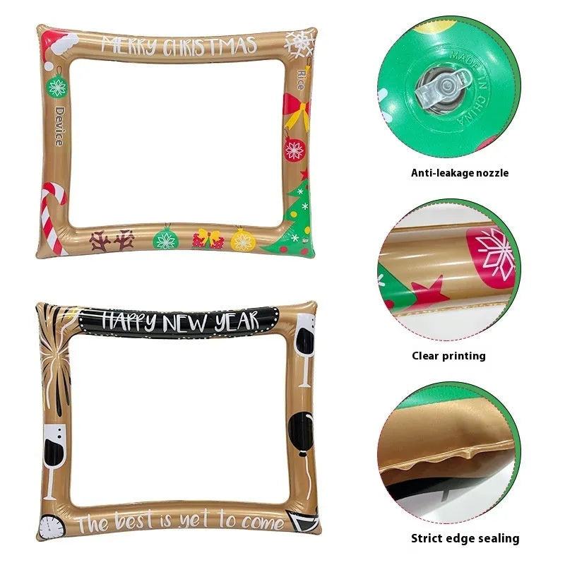 Christmas inflatable photo frame prop with PVC construction for holiday photography