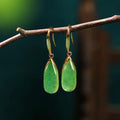 Chinese retro geometric earrings with water droplet elements in jade CP798 colour