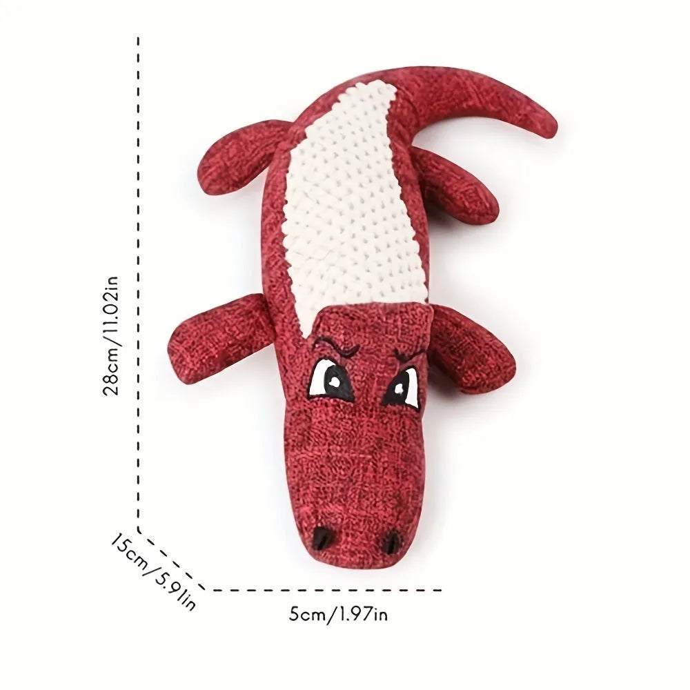 Corn grid pattern pet plush toy in blue, green or red colours with biting sound feature