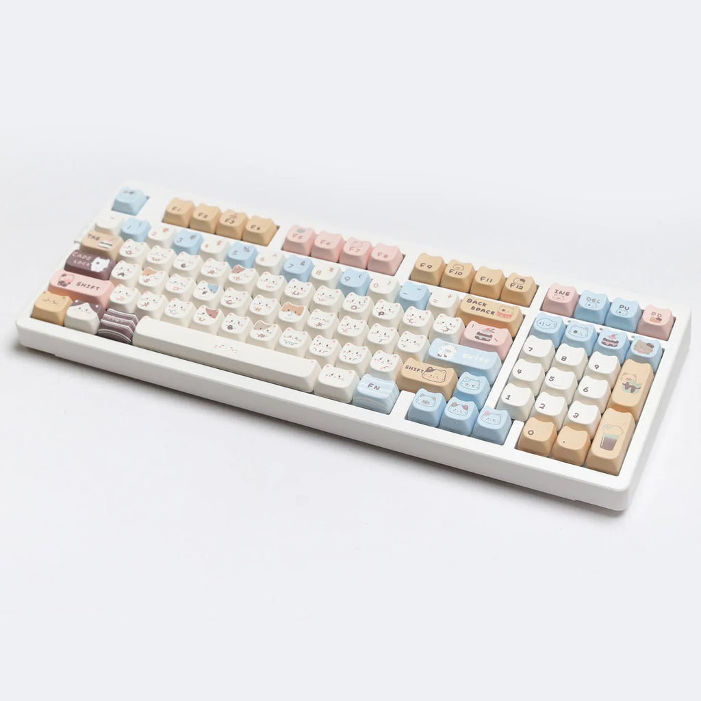 High sea salt cat design PBT keycap set with 7u spacebar supplement for March past mechanical keyboard layouts