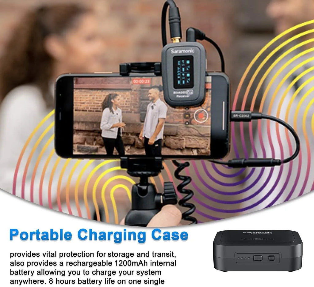 Little Bee wireless microphone lapel clip with OLED display and built-in omnidirectional mic