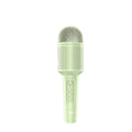 Wireless Bluetooth karaoke microphone in pink, blue, or green with USB connectivity