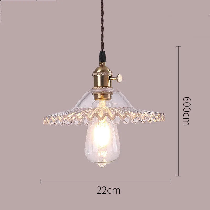 Nordic minimalist copper glass chandelier with amber glass shade and black chassis, adjustable height 1.2m