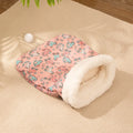 Blue flannel cat sleeping bag nest measuring 50cm by 40cm for pet beds and cages.