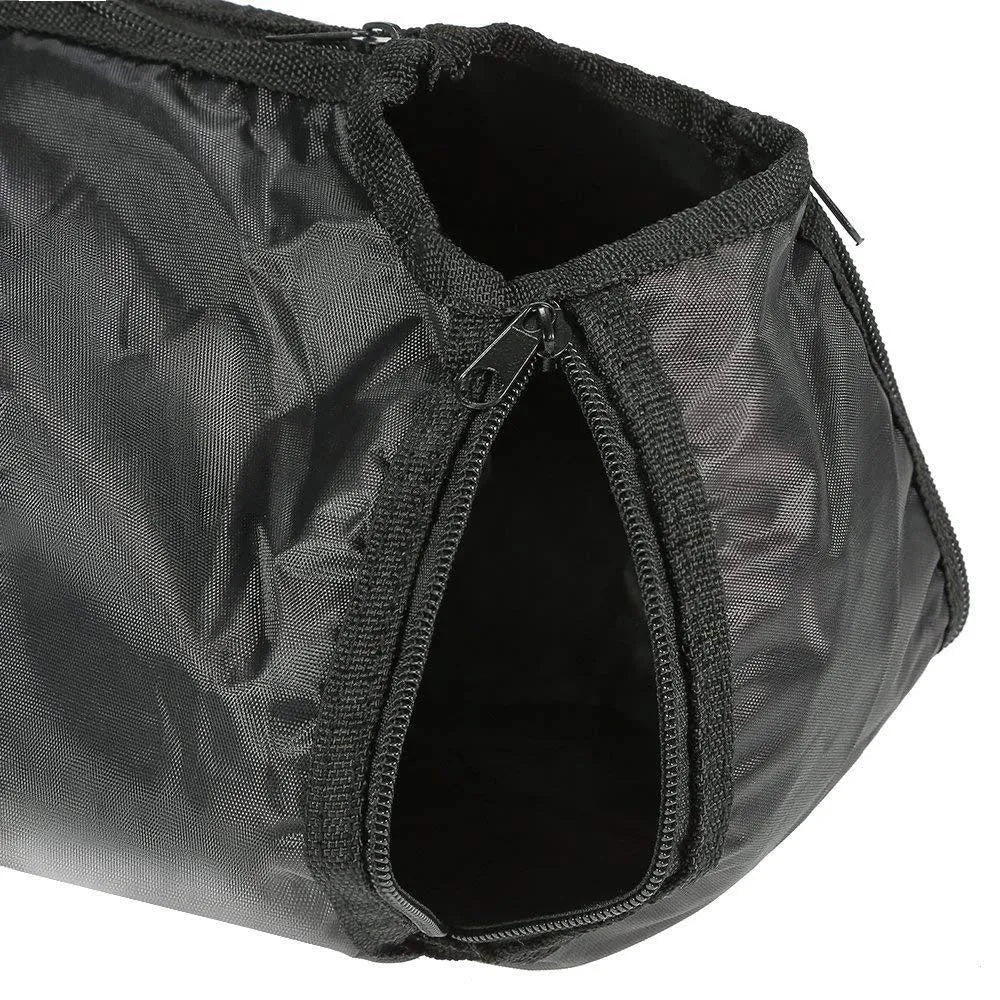 Black cat washing bag made from 420D PU Oxford fabric, 28x17x2.5cm open size, folded compact