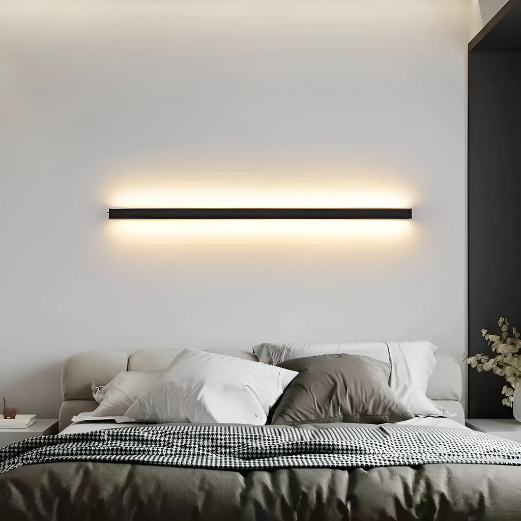 80cm long black aluminium LED strip wall lamp with a PC plastic shade and touch control.