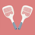 Cat litter shovel with large slot scoop for tofu litter, 30 cm long, in grey plastic