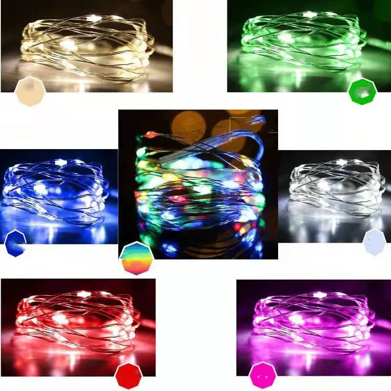 12 metre copper wire LED string lights with 120 bulbs in various colour options