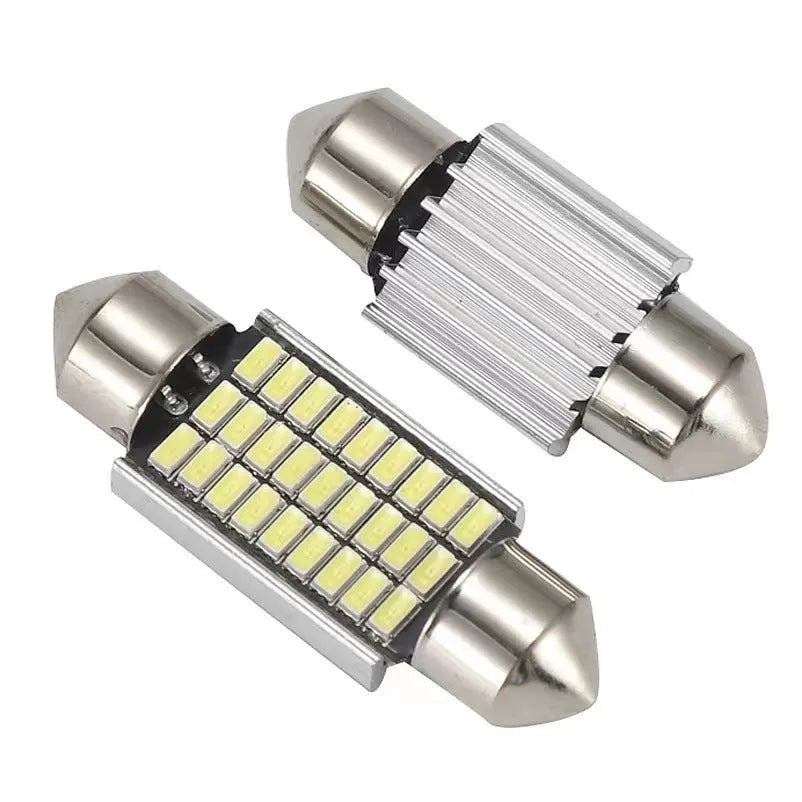 White aluminium car roof light with double tip design for license plate illumination and decoding functionality