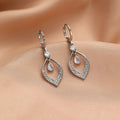 Women's copper water drop tassel earrings with zircon stones and gold or silver buckles