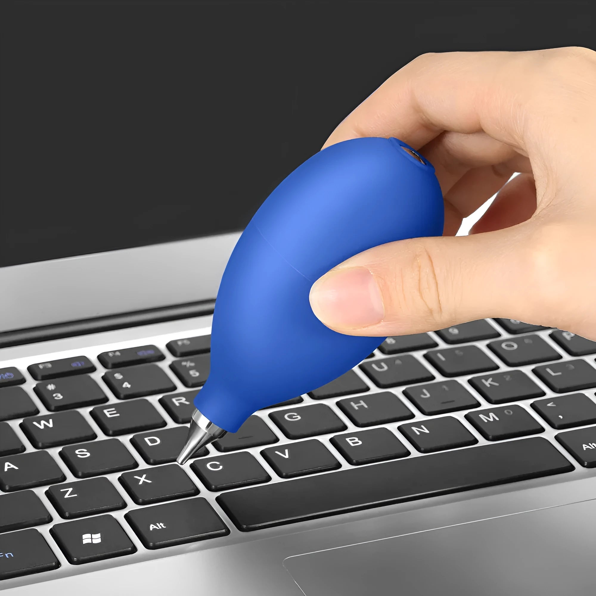 Blue rubber dust removal air blower tool for cleaning camera lenses and mobile phones