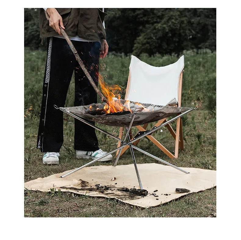 Silver stainless steel barbecue grill net shown in medium and large sizes for group cooking.