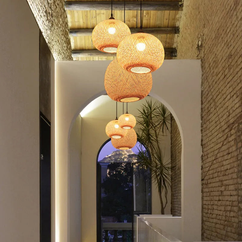 Zen Tea Room Pastoral Hall Chandelier ceiling light fitting with bulb, available in 20-55cm diameters for bedroom and leisure spaces