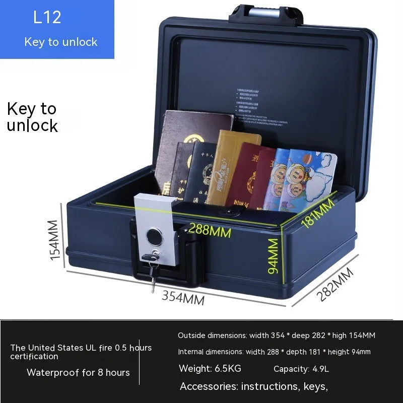 L12 Mechanical 6500G portable steel safe box with combination lock dial.