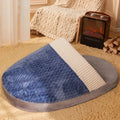 Dog nest sleeping bag for small medium dogs, warm plush material, removable washable pad, blue colour