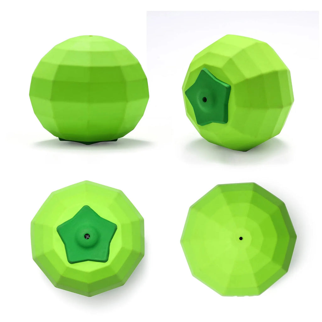 Green natural rubber squeaky dog chew toy for large breed dogs.