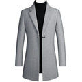 Korean style long woolen trench coat slim fit one button overcoat for men in five colours