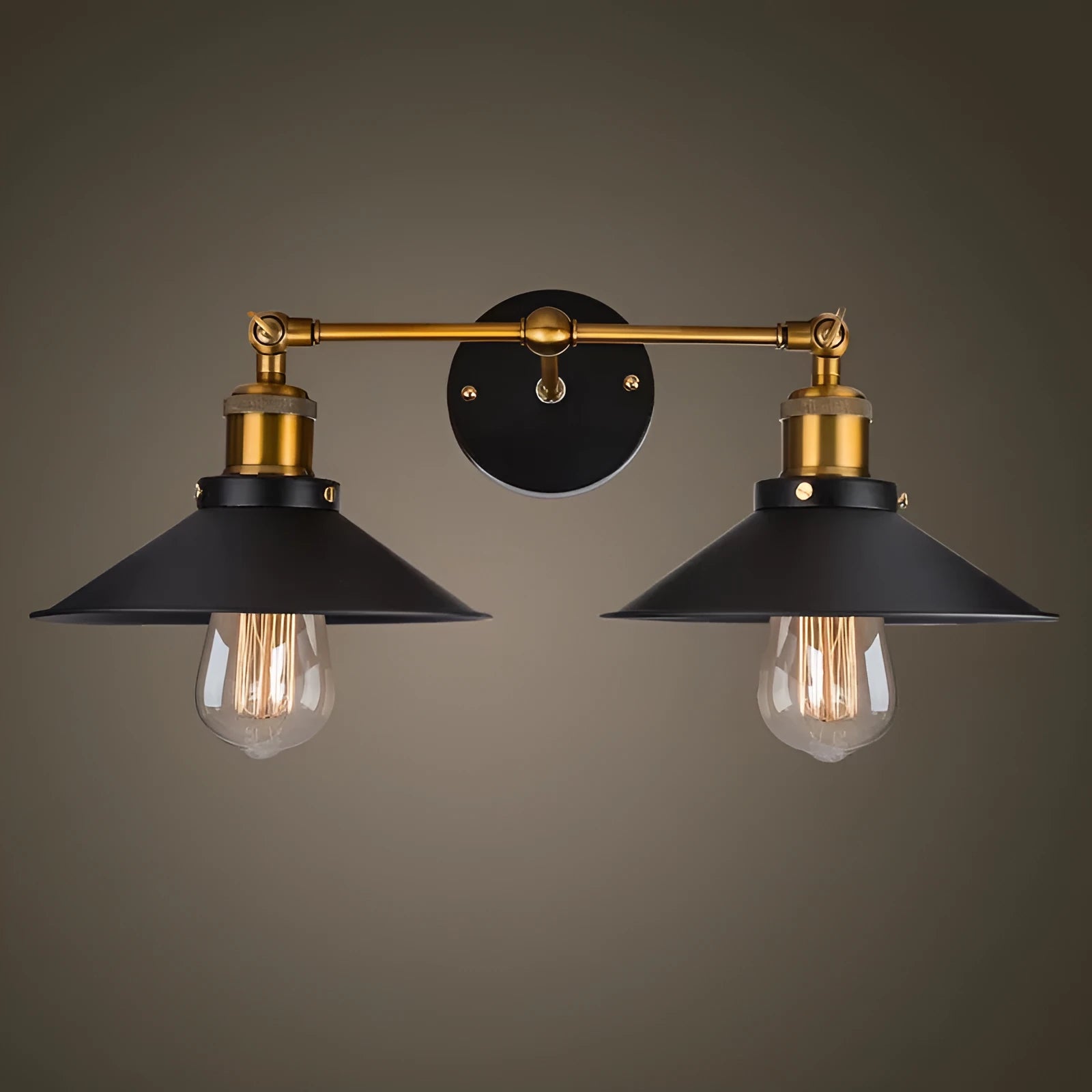 American retro industrial iron craft wall lamp black double head 220V for indoor use