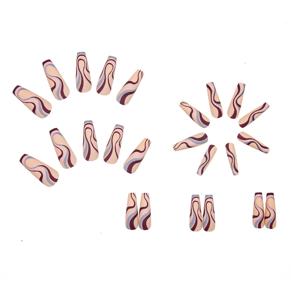 Ballet Wave Line detachable nail stickers in wave line pattern with jelly glue on a white background