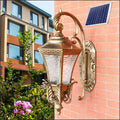 European-style black solar garden lamp with remote control for outdoor courtyard lighting