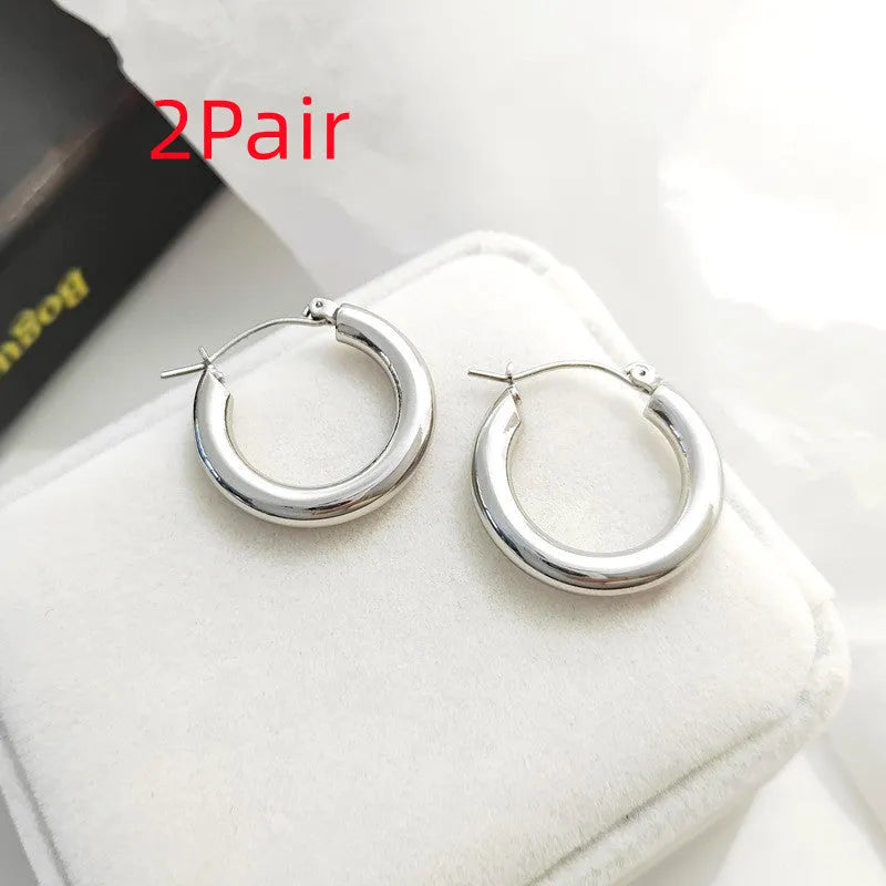 Gold plated vintage European geometric copper earrings for women retro style