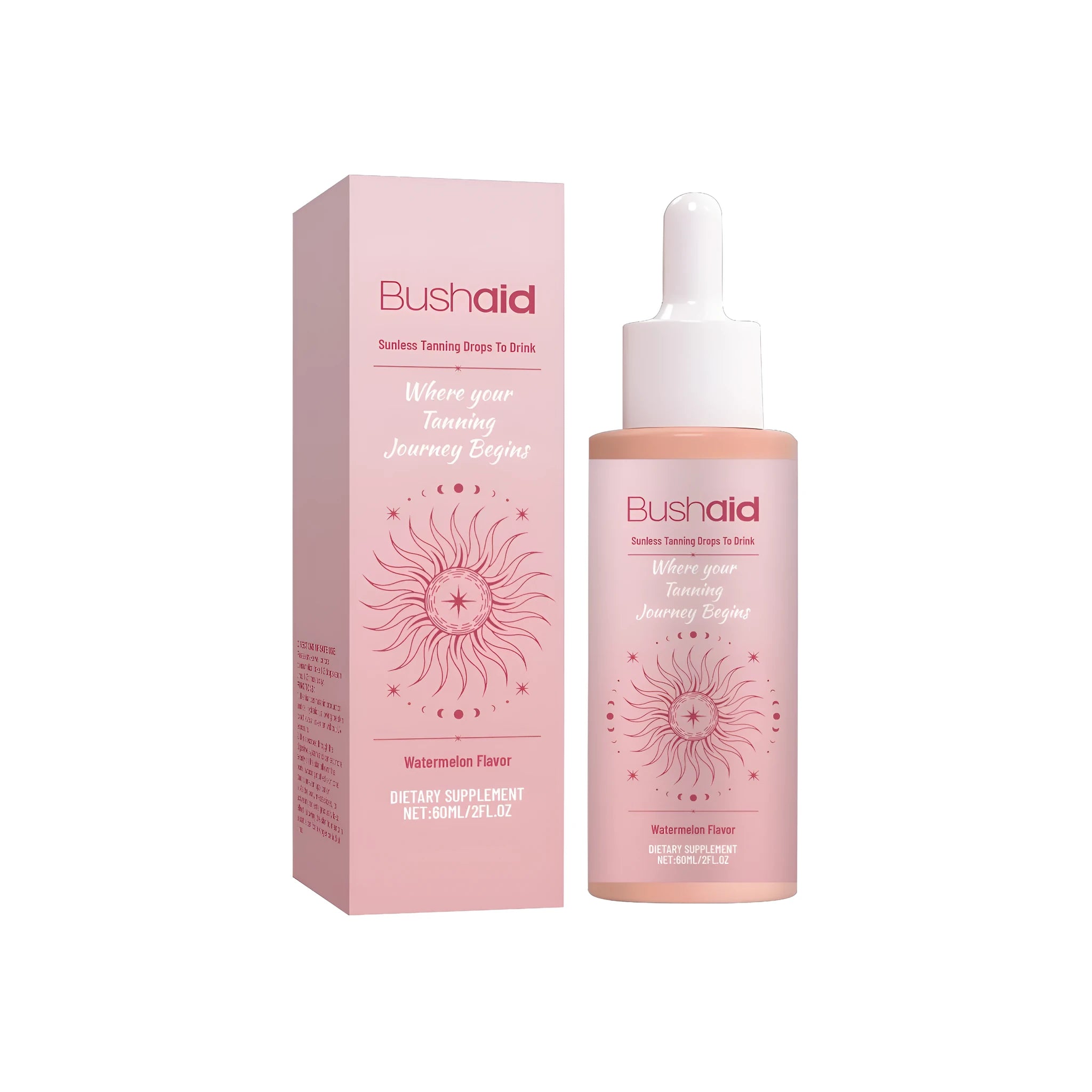 Sunless tanning drops to drink in a 60ml bottle with mint and watermelon flavours
