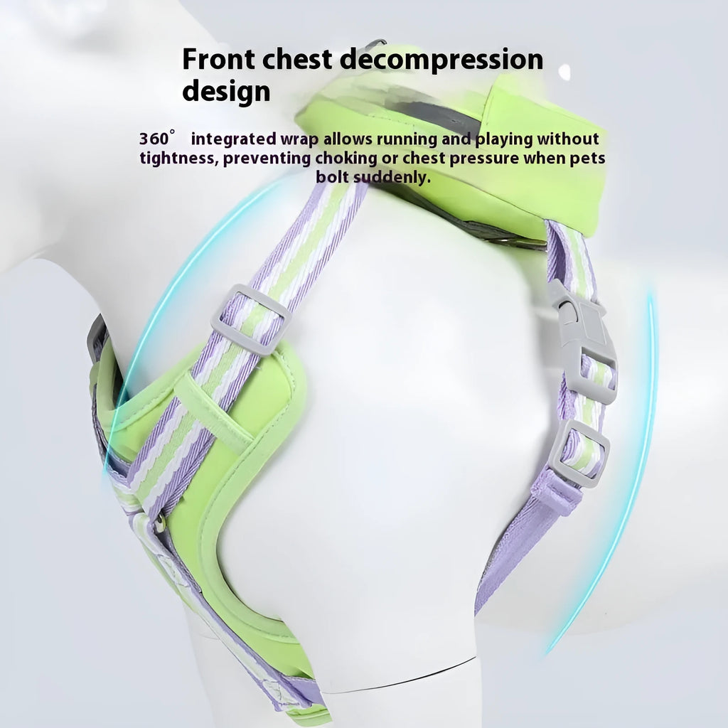 Explosion-proof anti-strangulation pet harness with 1.5m rope in Oxford cloth