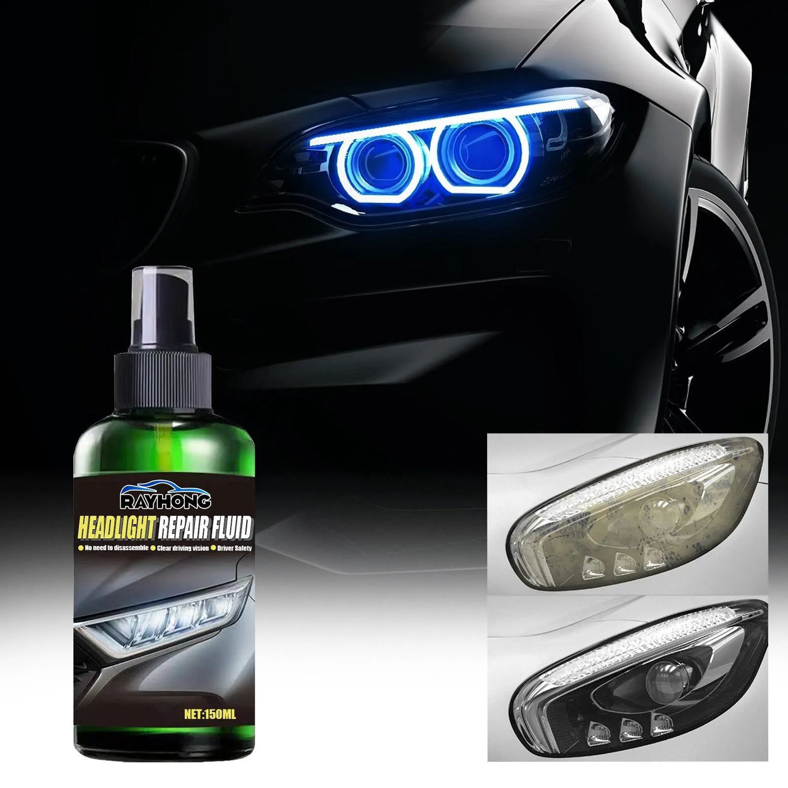 150ml bottle of car lamp repairing liquid with refurbished coating for headlight brightening
