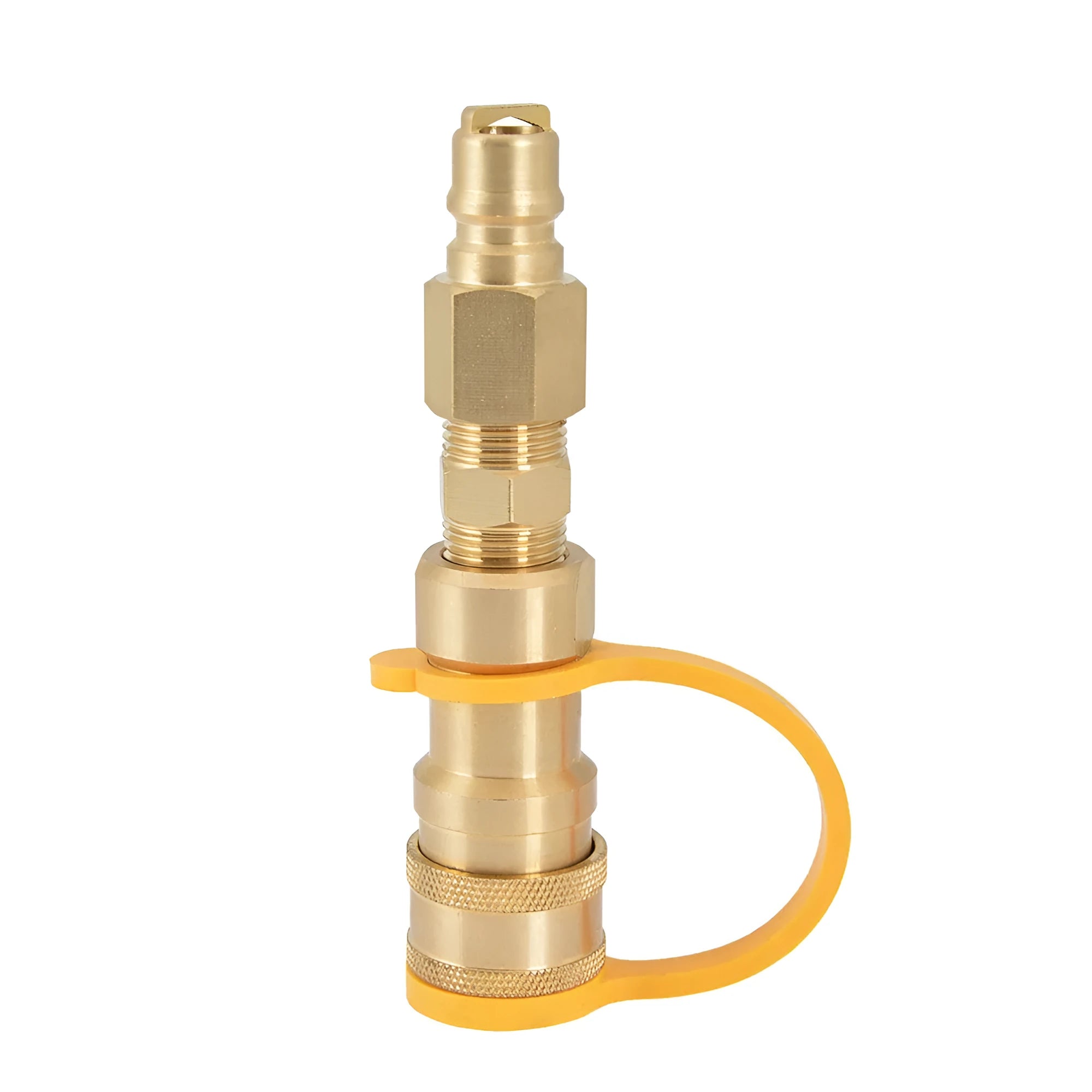 Gold brass gas propane conversion charging connector with 3/8 inch American standard thread