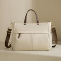 Women's Oxford cloth laptop briefcase showing elegant black colour with multiple open pockets and portable handle