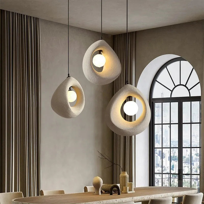 Sili Style retro modern pendant chandelier with milky white rectangular shade