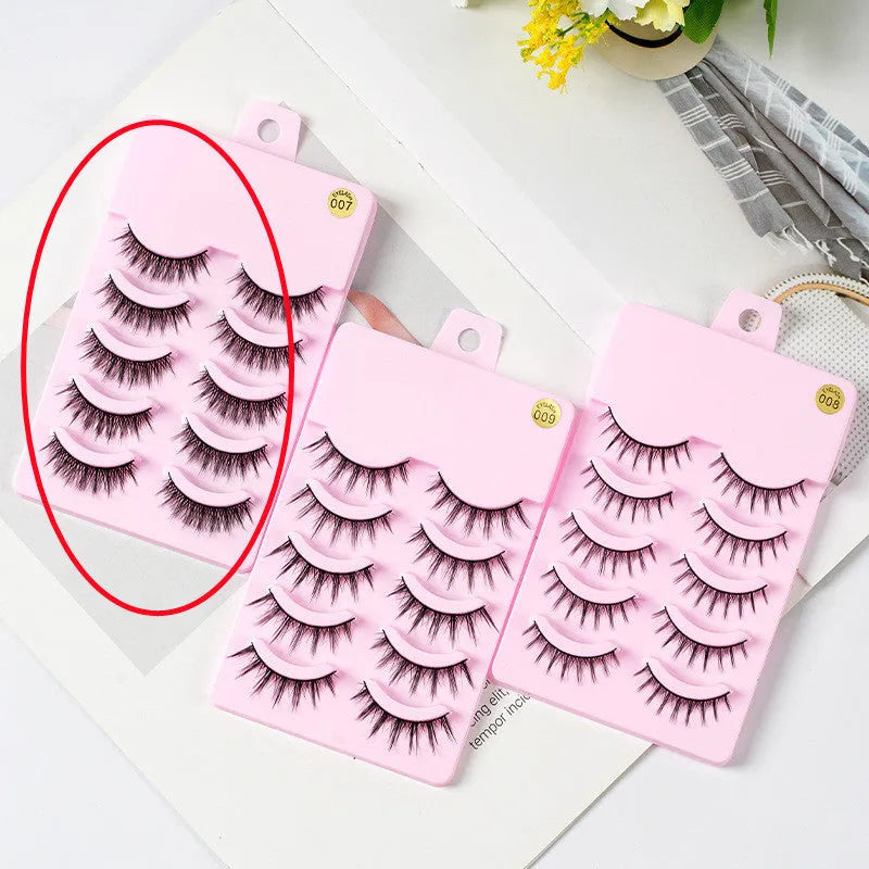 Set of 5 pairs manga false eyelashes in natural slim length styles 007 008 009 for anime cosplay