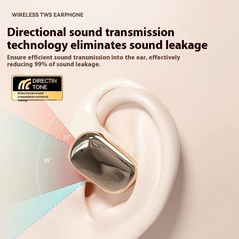 Wireless ear-mounted headphones with digital display screen in black, skin colour, or white options