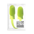Pet tooth cleaning finger set with double finger TPR toothbrush in pink, blue green, and grass yellow