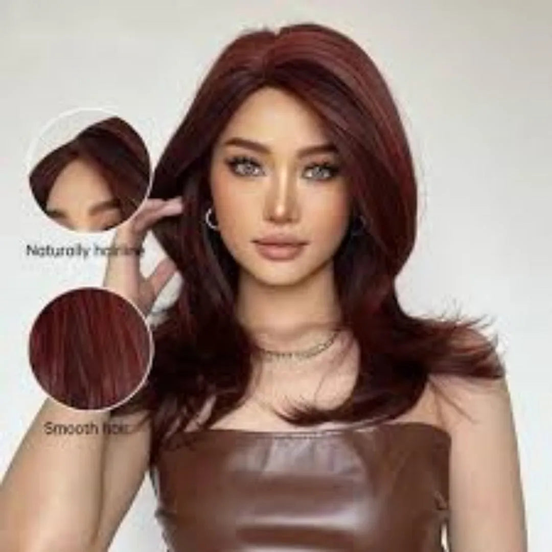 Mid-length curly full-head wig with long bangs in a white gold gradient colour
